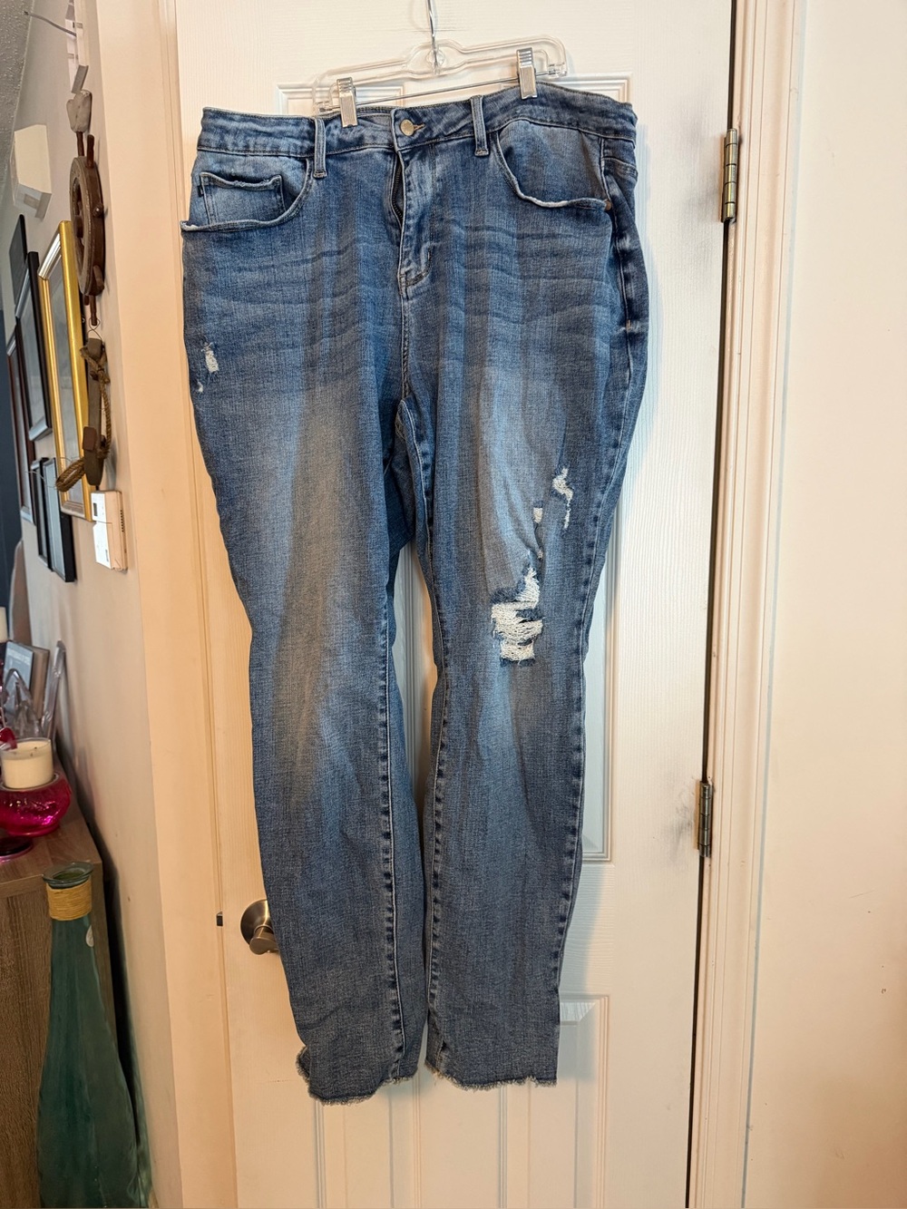 Judy Blue Distressed Medium Blue Boyfriend Jeans